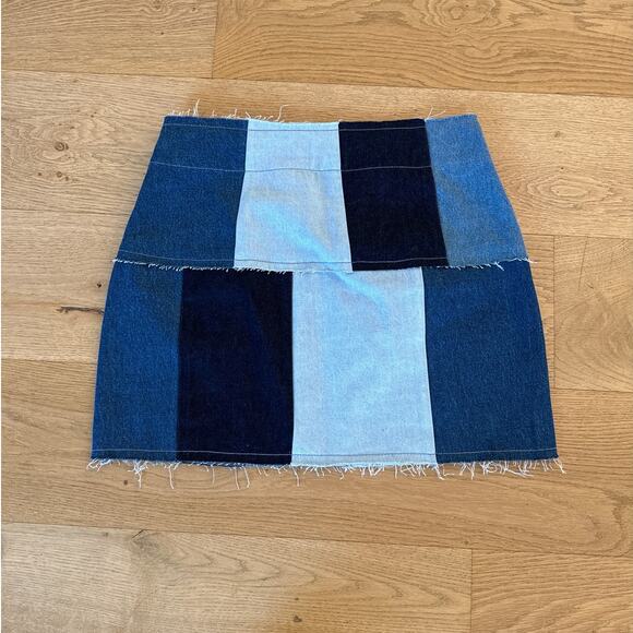 More To Come - Madi Patchwork Denim Mini Skirt in Blue - Picture 3 of 4